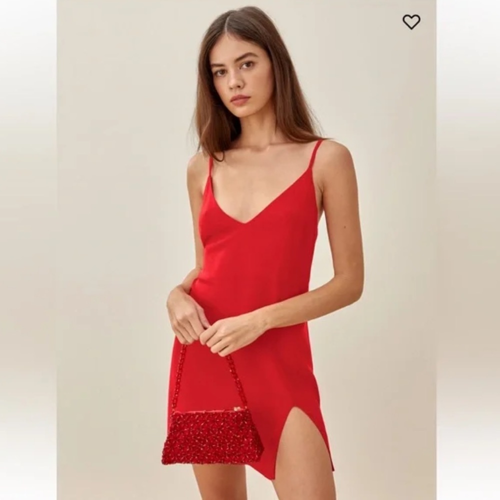 Reformation Red Marlow Dress Slip Mini V Neck size S